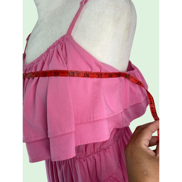 Strut & Bolt Pink Ruffle Layered Midi Sundress size medium - Picture 5 of 16